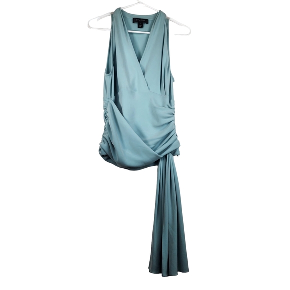 ST. JOHN Womens 6 V Neck Sleeveless Rouched Tie Side Formal Classy Blouse Top - Picture 3 of 7